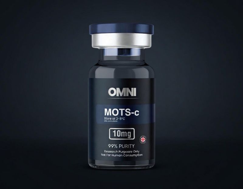 MOTS-c research peptide vial — mitochondrial-derived peptide, laboratory use only